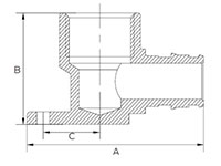 Brass Drop-Ear Elbow - Dimensions