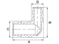 Brass Reducing Elbow - Dimensions