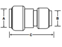 Brass Push Reducing Coupling - Dimensions