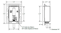 HoldRite™ HR-IMR Ice Maker and HR-AFR Appliance_Fixture Fire-Rated Outlet Boxes - Dimensions