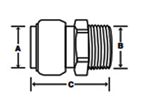 PVC x MNPT Threaded Adapter - Dimensions