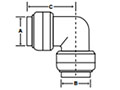 Brass Push Male Adapter Elbow - Dimensions