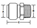 Brass Push Male Adapter - Dimensions