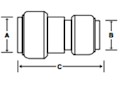 Brass Push Reducing Coupling - Dimensions