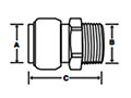 PVC x MNPT Threaded Adapter - Dimensions